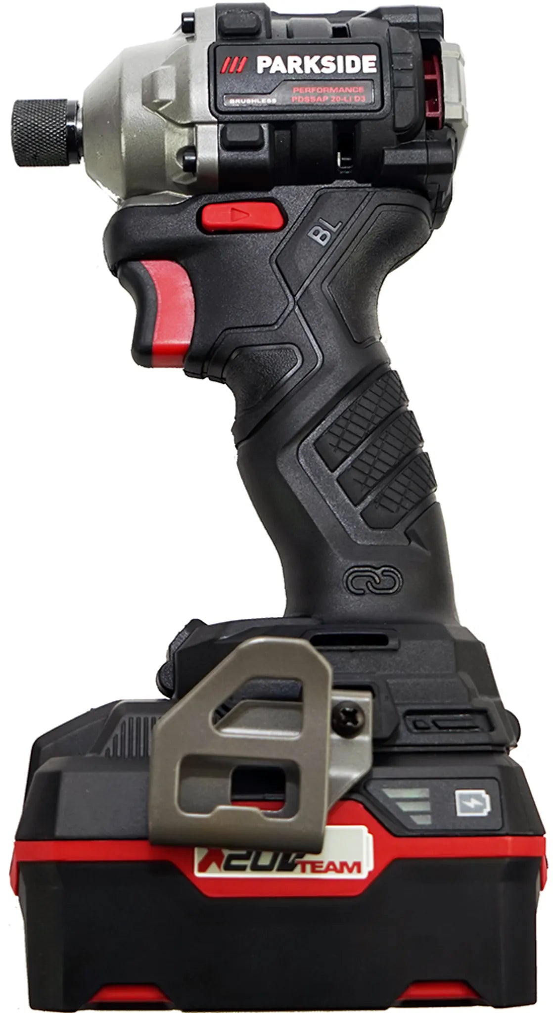 Ensemble HEADNMORE® - Clé à chocs sans fil PARKSIDE PERFORMANCE® 20V - 1/4" PDSSAP 20 + Porte-clés HEADNMORE® (batterie 2x4Ah incluse)